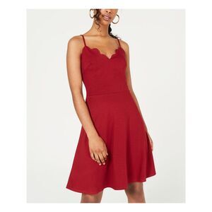 Rosie Harlow Womens Short Dress Maroon Spaghetti Strap Neckline Juniors XL